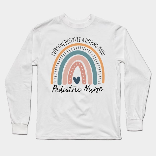 Pediatric Nurse Boho Rainbow Long Sleeve T-Shirt by IndigoPine